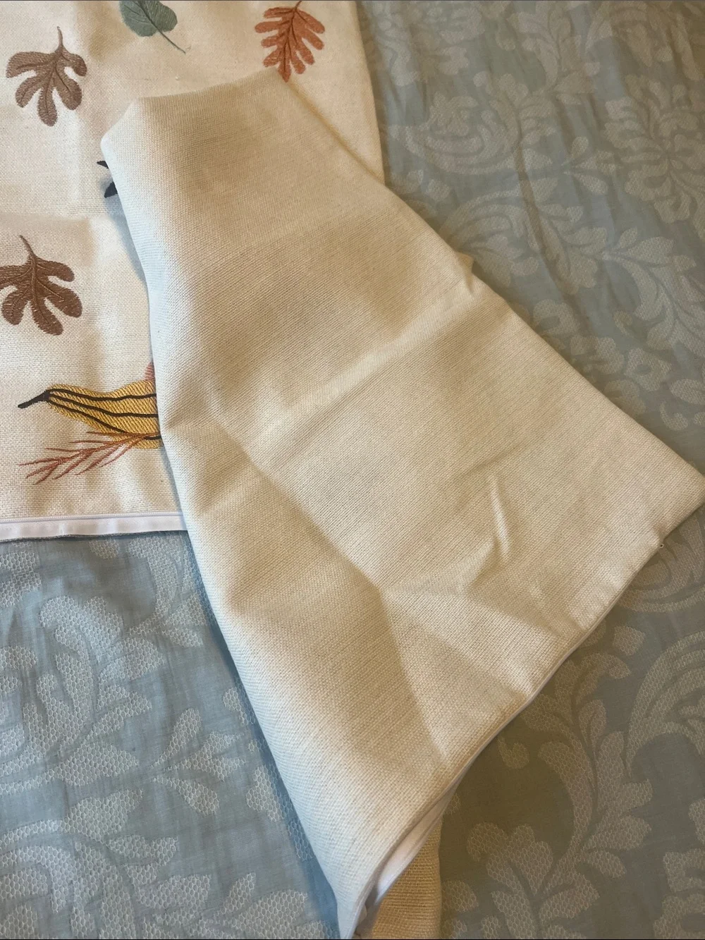 Autumn Harvest Pumpkin Embroidered Pillow Covers- Cream